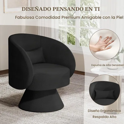 Vista 6 de Juego de 2 sillas giratorias de barril, silla decorativa pequeña de 360 Negro