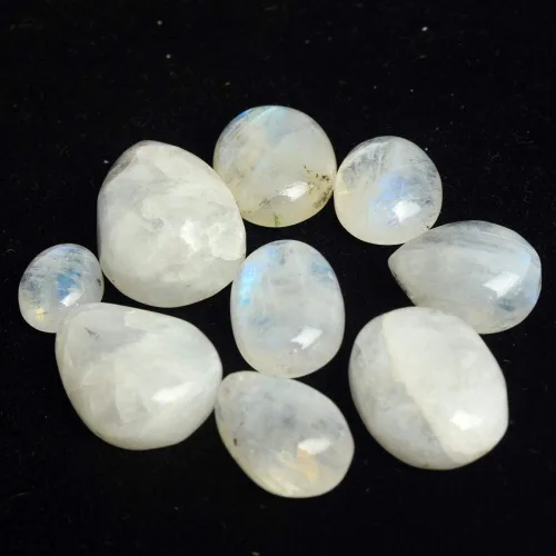 Vista 3 de GEMHUB Natural Mix Cabujón Multi-Fire Moonstones 100 Ct Lote de 9 piezas de piedras preciosas sueltas