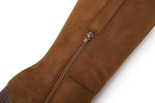Vista 5 de Ermonn Botas de invierno elásticas con tacón grueso y cremallera lateral alta para mujer