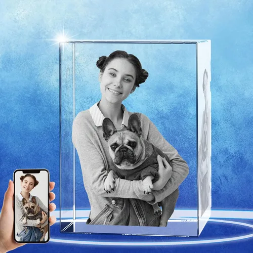 Vista 14 de Regalos conmemorativos personalizados para mascotas, marco de fotos de cristal 3D de perros o gatos, marco de fotos grabado con láser personalizado
