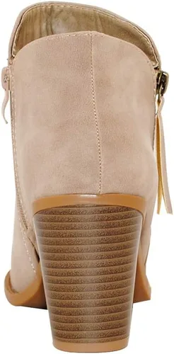 Vista 4 de TRENDSUP Botines de moda con cremallera lateral para mujer, Negro