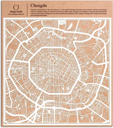 Vista 120 de O3 Design Studio Aberdeen - Mapa de papel cortado en papel blanco de 12 x 12 pulgadas