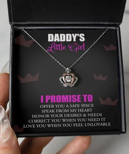 Vista 4 de Collar de corona para niña con mensaje de papá - Perfecto para los amantes