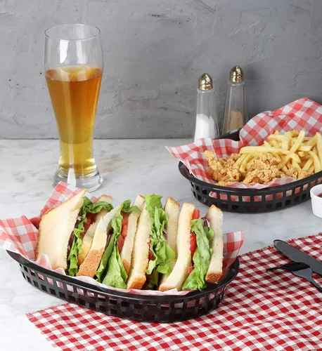 Vista 6 de New Star Foodservice 44041 - Cestas de comida rápida, 10.5 x 7 pulgadas, juego de 12, color negro