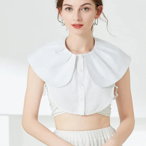 Vista 2 de Blusa de media camisa con cuello falso desmontable para mujeres y niñas
