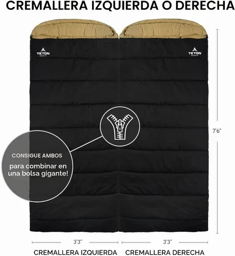 Vista 2 de TETON Sports Deer Hunter Sleeping Bag, Warm and Comfortable Camping Sleeping Bag, Teton Tough Canvas Shell for Camping, Hunting, and Cold Weather