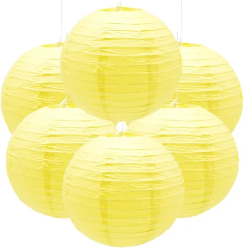 Vista 7 de 6 linternas de papel decorativas redondas colgantes