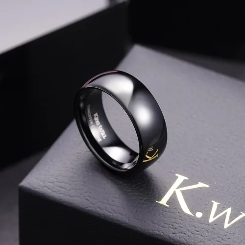 Vista 20 de King Will Alianza de boda de carburo de tungsteno para hombres y mujeres, anillos de promesa para parejas abovedados de alto pulido