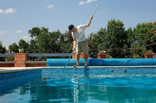 Vista 3 de POOLWHALE Poste telescópico de aluminio anodizado azul para piscina de 12