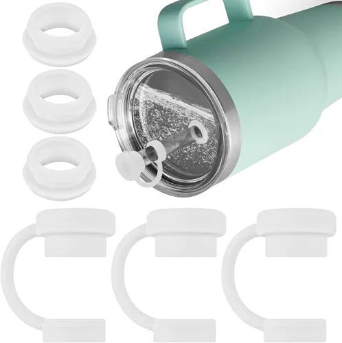 Vista 9 de ERKOON Juego de tapones de silicona para derrames compatible con vasos de paja YETI, accesorios para vasos, funda de popote de silicona, protectores