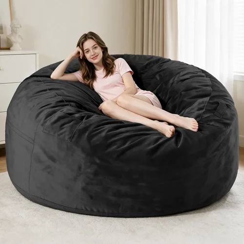 Vista 45 de Sillón puff de 3 pies Sillón estilo puff grande de 3 pulgadas con relleno de espuma viscoelástica, sofá suave con funda de terciopelo holandés