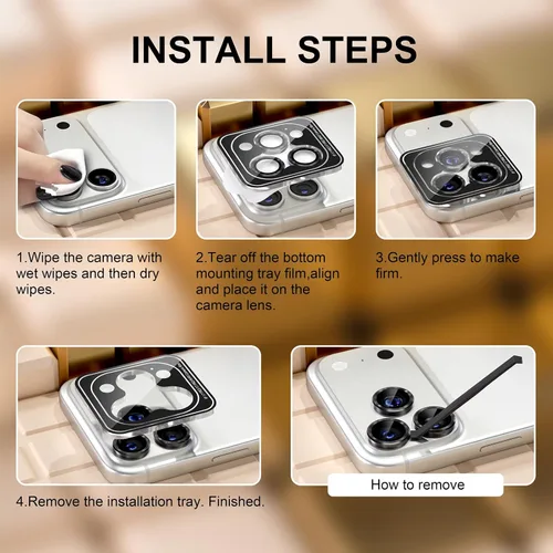 Vista 7 de Misea Protector de lente de cámara compatible con el teléfono 17 Pro/Phone 17 Pro Max, protector de lente de cámara de vidrio templado Ultra-HD Negro