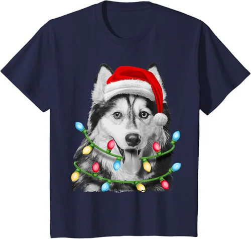 Vista 48 de Camiseta para niños con diseño de hachís siberiano con luces de árbol de Navidad Negro