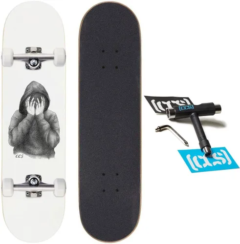 Vista 8 de [CCS] Smile On The Surface Skateboard Complete Maple Wood Professional Grade Fully Assembled with Skate Tool & Stickers Adults, Kids, Teens