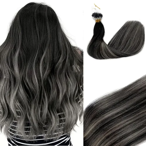 Vista 25 de Extensiones de cabello Microlink con reflejos, cabello humano lacio de 14 pulgadas, rubio caramelo resaltado, 50G/50S