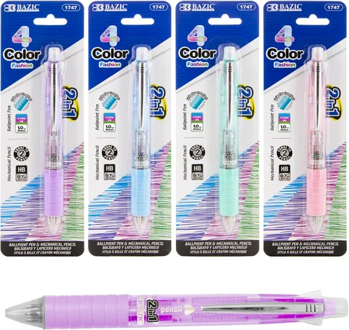 Vista 11 de BAZIC Products Bolígrafos de 4 colores con cuerda para el cuello y agarre suave, punta gruesa de 1.0 mm, escritura suave, para oficina, escuela