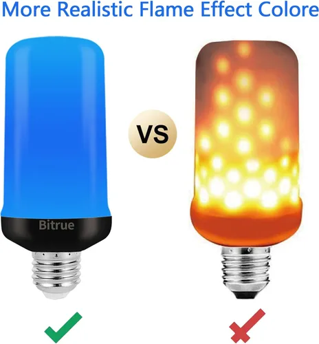 Vista 6 de Bitrue Bombillas LED de Llama, Bombillas de Efecto de Llama Azul de 4 Modos, Bombilla de Luz de Fuego Base E26 con Sensor de Gravedad, Bombillas