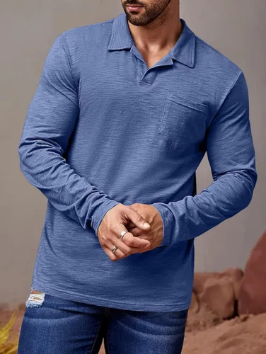 Vista 3 de Wihion Camisetas de manga larga para hombre, estilo casual, camisetas básicas