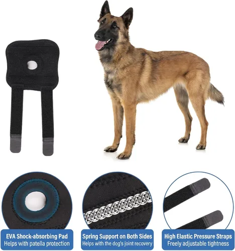 Vista 5 de Paquete de 2 protectores de codo de perro para recuperación, protección y prevención de esguinces y lesiones, S/M/L, ofrece soporte para el codo