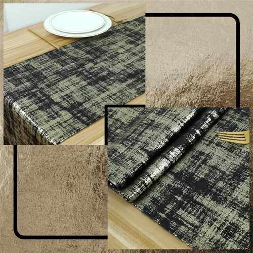 Vista 5 de Caminos de mesa negros y dorados para decoración de Navidad, 72 pulgadas de largo