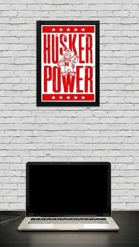 Vista 5 de Nebraska Cornhuskers Gift - Husker Power Letterpess Poster - Officially Licensed Art Print - 13x19" - Husker Gift (Add Black Frame)