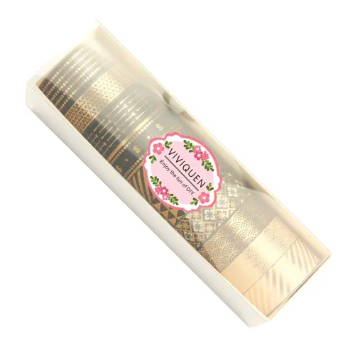 Vista 7 de VIVIQUEN Juego de cintas washi doradas de 0.59 pulgadas (0.591 in), paquete decorativo para álbumes de recortes, manualidades, envoltura de regalos