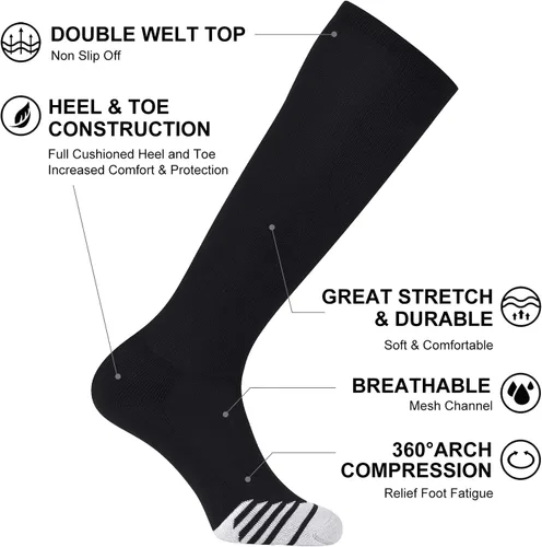 Vista 3 de FITRELL Paquete de 23 calcetines de béisbol y sóftbol para niños, jóvenes, hombres y mujeres, calcetines altos hasta la rodilla (varios colores)