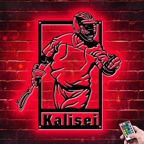 Vista 29 de Letrero de metal de jersey deportivo personalizado con luz LED, nombre y número personalizado, letrero de neón con nombre personalizado, decoración