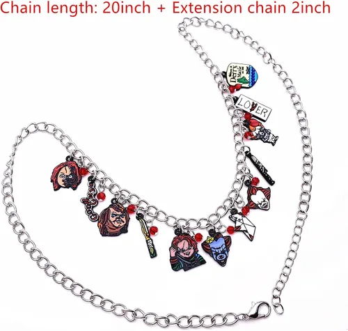 Vista 2 de HSYLETB Halloween IT Penny Chcky Face Jason Voorhes Fredy Krueger Michael Myrs Horror Charm Necklace Gifts for Men Woman