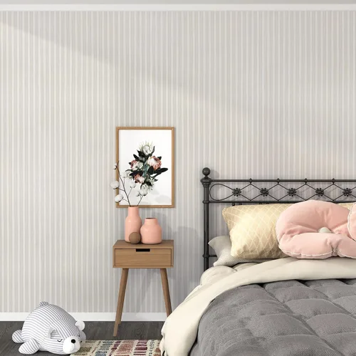 Vista 2 de Papel tapiz de listones de madera gris, paneles de madera autoadhesivos para pared, papel de contacto a rayas de madera para armarios y cajones, 6.