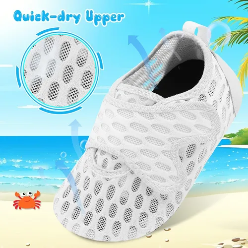 Vista 2 de XIHALOOK Zapatos acuáticos para niños y niñas, de secado rápido, para la playa, natación, piscina, zapatos descalzos, calcetines acuáticos