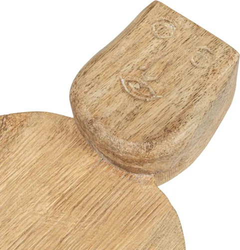 Vista 5 de Cortadora de queso de madera de mango tallada a mano grande y tabla de cortar con diseño de mango facial y acabado peinado, natural