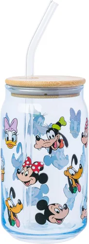 Vista 19 de Silver Buffalo Disney Alice in Wonderland Tarro de vidrio con tapa de bambú y pajita de vidrio, 16 onzas