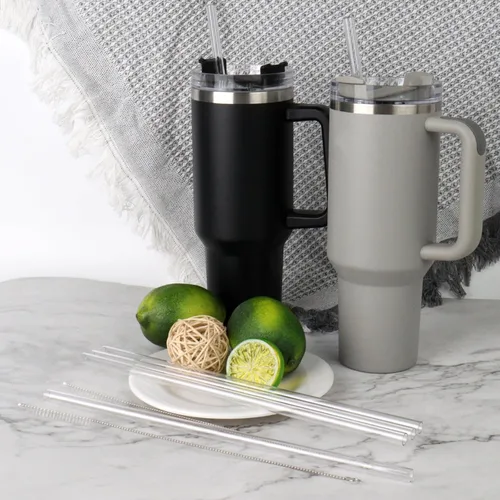Vista 7 de Pajitas reutilizables para vaso de 40 onzas, popotes de repuesto de plástico para vaso Stanley, para vaso Simple Modern de 40 onzas, paquete de 6
