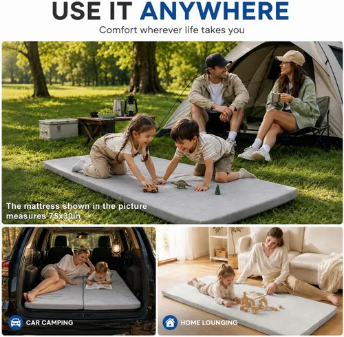 Vista 4 de Colchón de espuma para camping - Tapete enrollable portátil para dormir para coche, tienda de campaña, cuna y suelo - Impermeable, cómodo y compacto