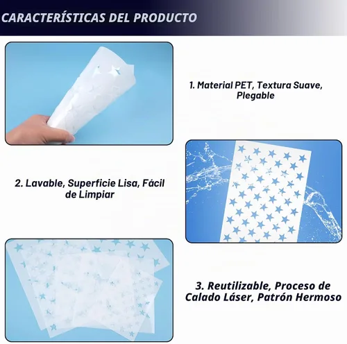 Vista 3 de Plantilla de plantilla de 50 estrellas de la bandera estadounidense, plantilla grande de plástico reutilizable para pintar sobre madera, papel