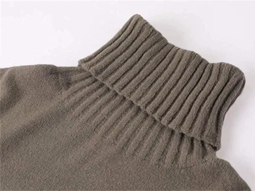 Vista 5 de Fisace Suéteres de cuello alto de gran tamaño, para mujer, de punto trenzado, manga larga