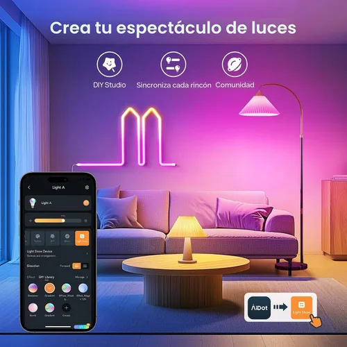 Vista 8 de OREiN Matter - Bombilla inteligente, bombillas A19 RGBTW que cambian de color, paquete de 2 Work with Alexa/Apple Home/Google