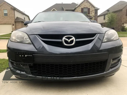 Vista 2 de Extreme Online Store Repuesto para Mazda 3 y MazdaSpeed 3 2004-2009 Placa EOS versión 2 Gancho de remolque para parachoques delantero, soporte