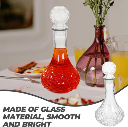 Vista 6 de BESTonZON Decantador de vino con tapón de cristal soplado a mano, jarra de vino tinto, aireador de vino tinto, botella de vino decorativa, jarra