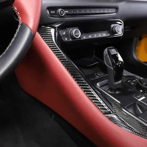 Vista 3 de Daeiclru Tira decorativa de fibra de carbono real para palanca de cambios de automóvil para Toyota Supra GR A90 A91 MK5 2019-2022, tira de ajuste