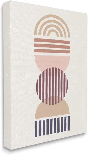 Vista 2 de Stupell Industries Lienzo abstracto de rayas del desierto apilado, terracota bohemio, diseñado por Moira Hershey, 16 x 20 pulgadas, color marrón