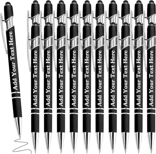 Vista 91 de Bolígrafos personalizados a granel grabados personalizados con punta de lápiz capacitivo, bolígrafos personalizados de tinta negra, regalos