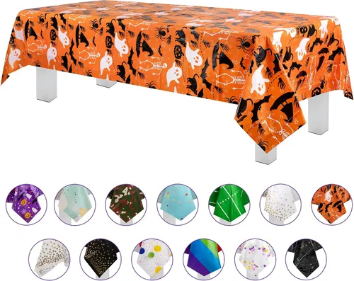 Vista 64 de Grandipity Mantel de plástico desechable de calidad prémium para fiestas con temática de globos de cumpleaños, 1 paquete, 54 x 108 pulgadas, mantel