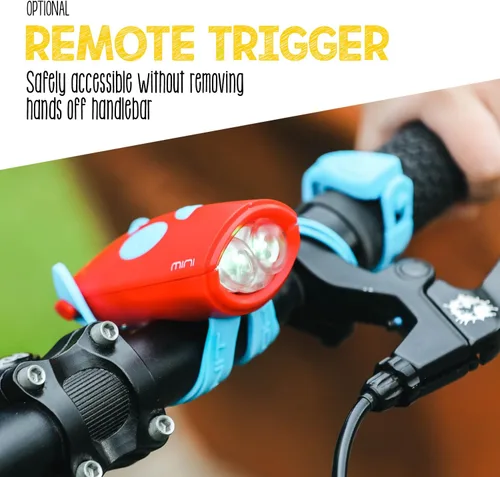 Vista 7 de Hornit Mini bocina de bicicleta y scooter con faros para niños