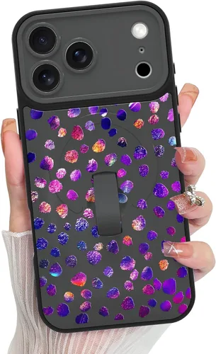 Vista 129 de KANGHAR Compatible con iPhone 17 Pro Case Spot Pattern - Negro Mancha rosada negra