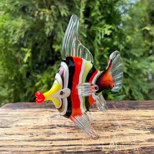 Vista 5 de Figura de pez de cristal – Pescado de Murano en miniatura soplado a mano – Decoración de acuario de cristal artístico – Adorno de pecera pequeño
