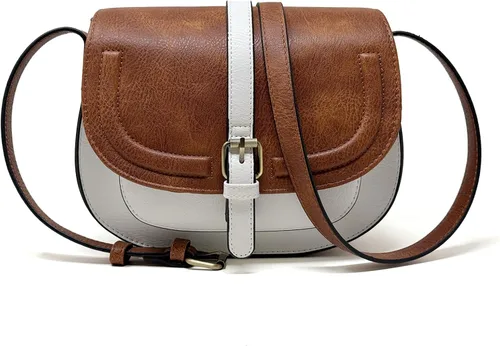 Vista 30 de Bolsa cruzada de cuero vegano para mujer, pequeña, para colgarla en el hombro, monedero, estilo bohemio Beige
