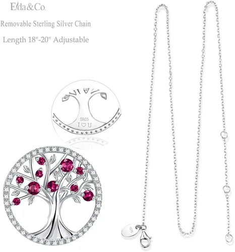 Vista 4 de Collar de árbol de la vida para mujer, collar de perlas esmeralda piedras natales de mayo, junio, para esposa, mamá, regalos de cumpleaños