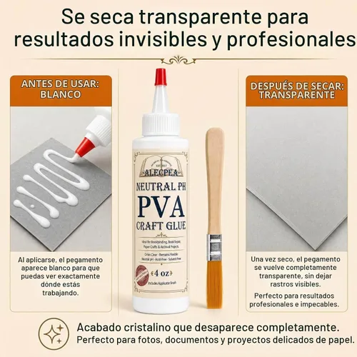 Vista 6 de ALECPEA Pegamento PVA 4 oz para manualidades y proyectos de papel